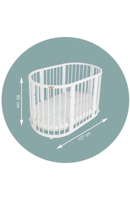 Овальне ліжечко royal sleep 9 в 1  білий колір