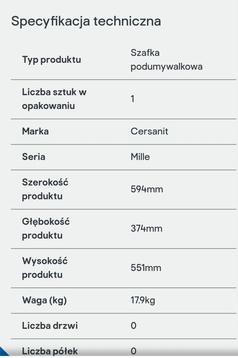 Szafki łazienkowe Cersanit Mille Slim 60 cm