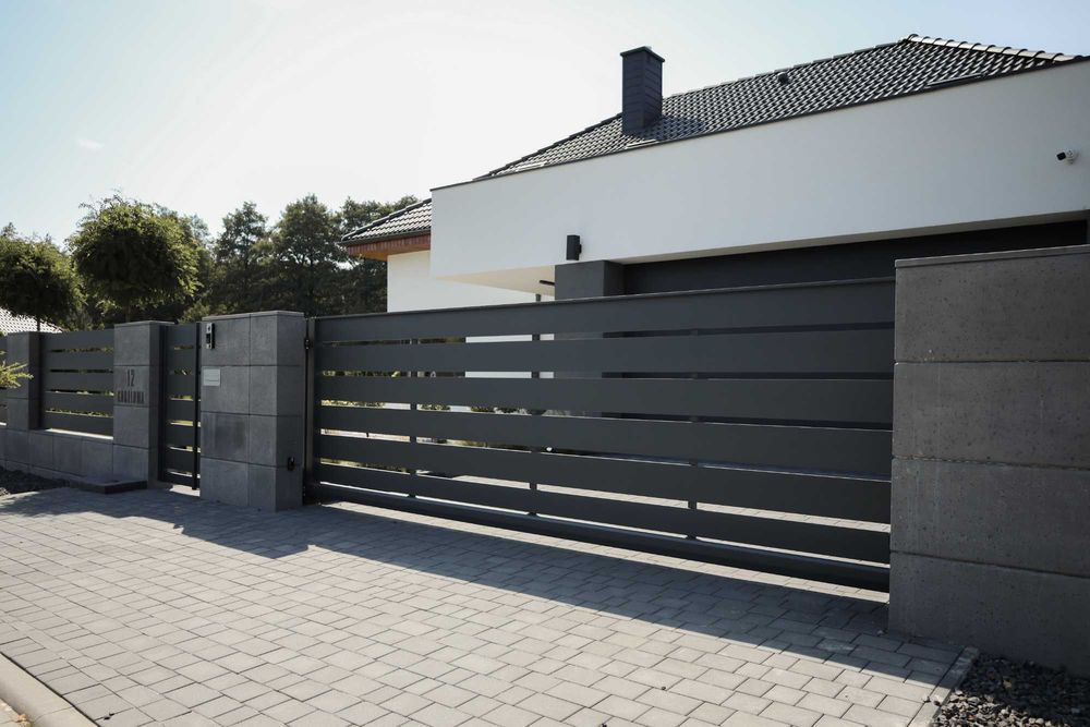 Okazja Tanio Nowa Brama przesuwna Aluminiowa ZALU wzór OSLO antracyt RAL 7016