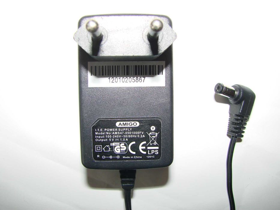 Блок питания, сетевой адаптер AMIGO 5 V - 1 A; AC/DC Adaptor 12 V – 0,6 A