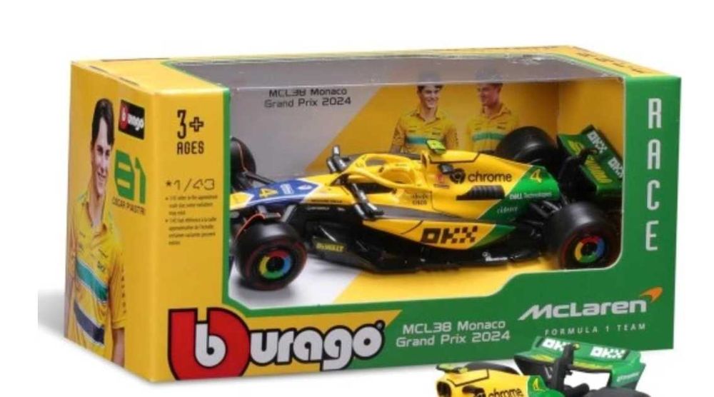 Bburago McLaren MCL38 Monaco Grand Prix 2024 GP Skala 1:43 Burago