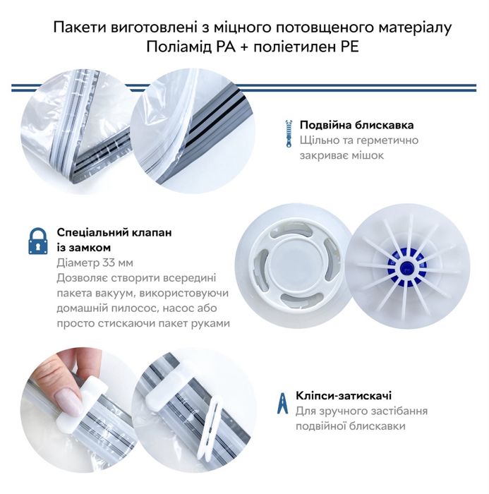 Вакуумний пакет із насосом  40 x 60 см 10 шт