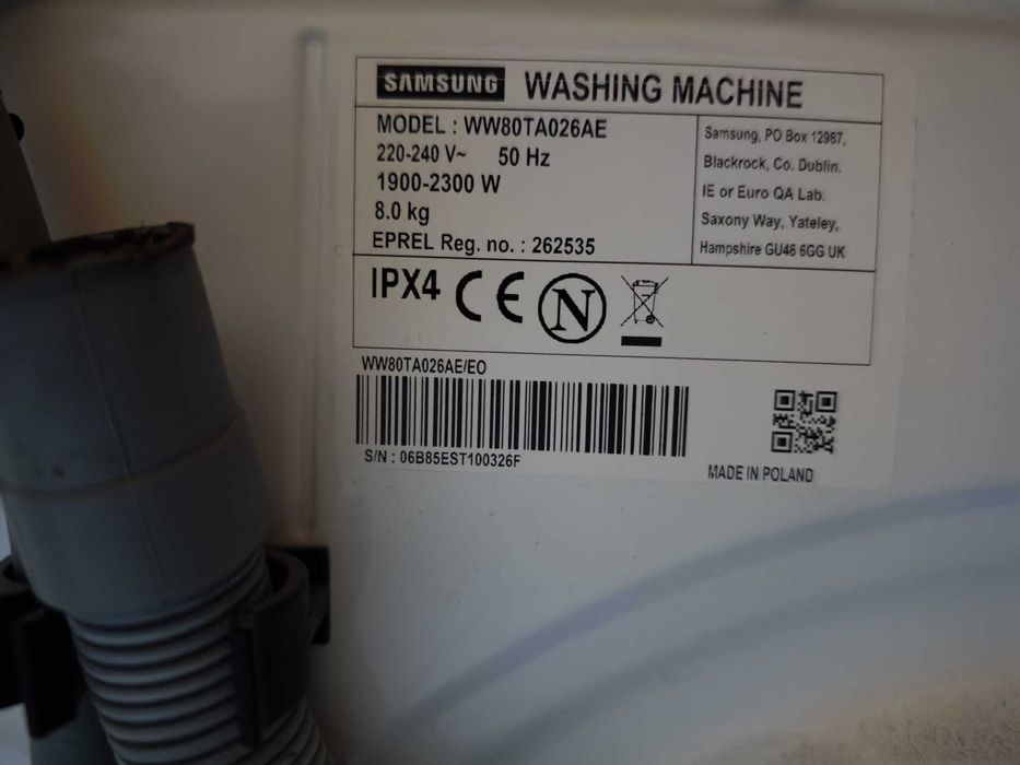 Pralka Samsung WW80TA026AE/EO  8 kg wsadu 2022r  Stan bardzo dobry