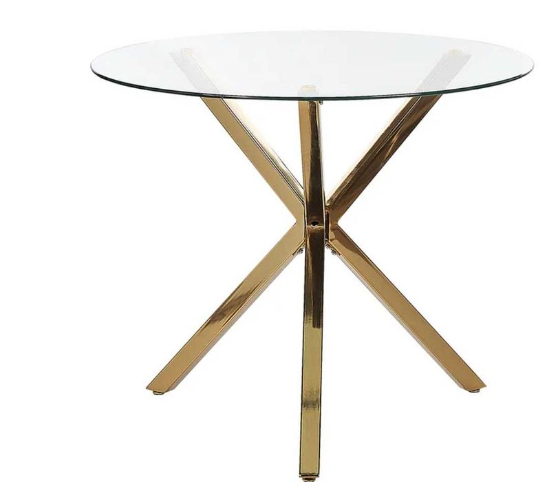 Mesa redonda com tampo em vidro