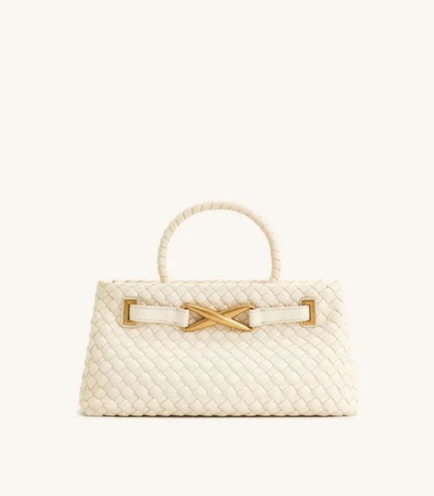 JW PEI Elora Woven Tote Bag White/Brown— преміум сумка з плетінням