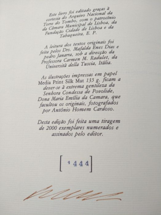 Livro numerado/autografado