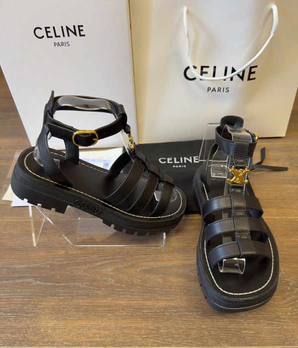 ‼️АКЦІЯ / Останні Розміри‼️Босоніжки Gladiator Celine Clea Triomphe Black/ Босоножки Celine /Сандалі Селіне