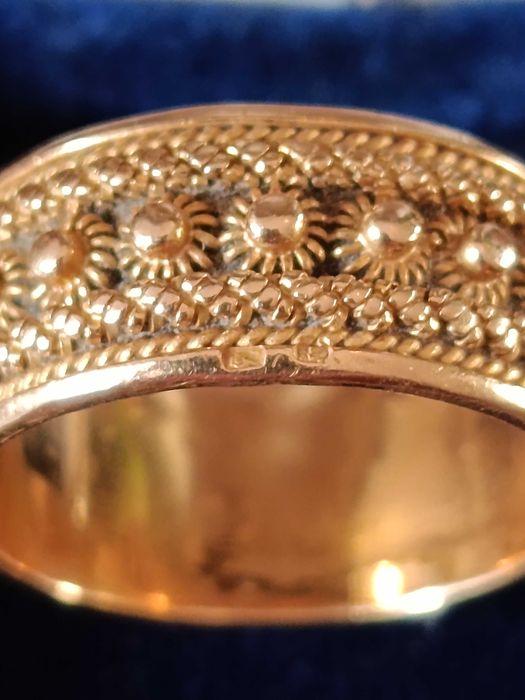 Aliança Anel Jóia Ouro Português Contrastado 19,2 QT Topázio