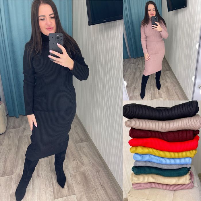 Женское вязаное теплое платье 42-48 Жіноча тепла сукня чорний,бардо