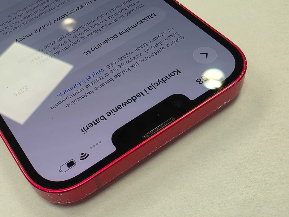 iPhone 14+ Plus 128GB/ Red/ Czerwony/ BAT 81%/ Grade B do C/ + ładowarka/ technicznie OK