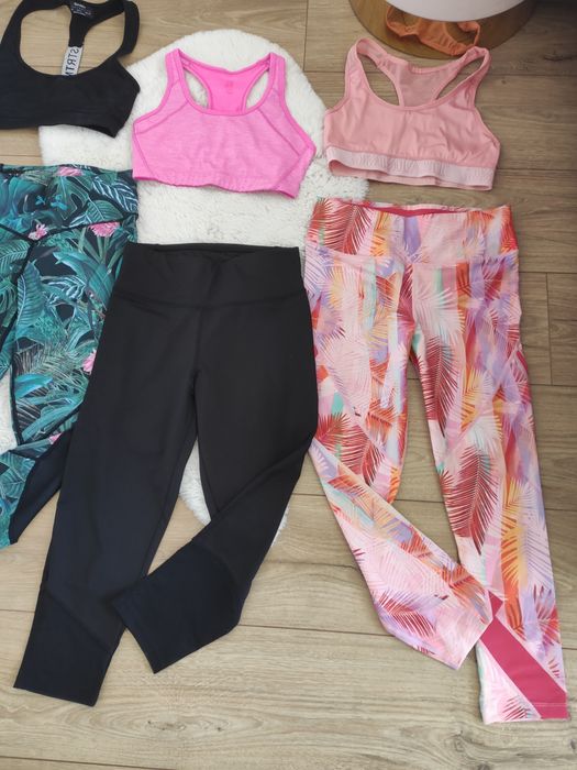 Zestaw ubrań sportowych Bershka H&M legginsy top