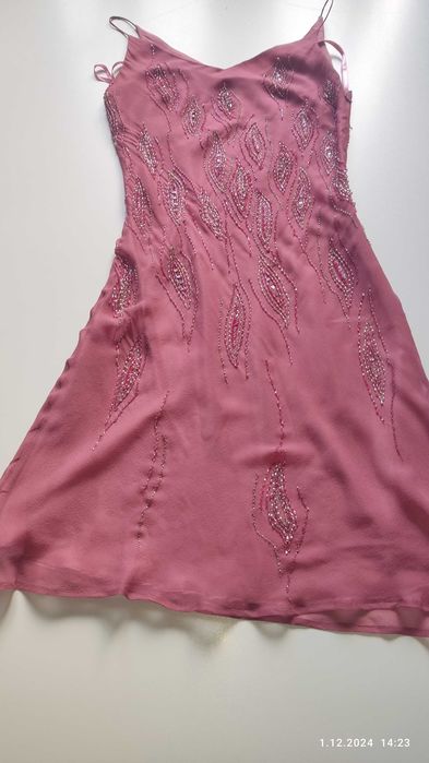 Sukienka Bankietowa "Aryton" r.38 kolor: "spokojny róż" cena -85 %,