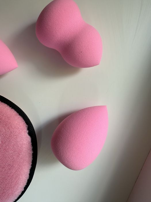 Бʼюті блендер 3шт спонж для макіяжу 3шт + спонж для зняття макіяжу