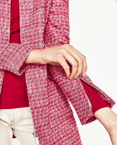 ZARA BASIC różowy płaszcz żakiet chanel tweed 36/S