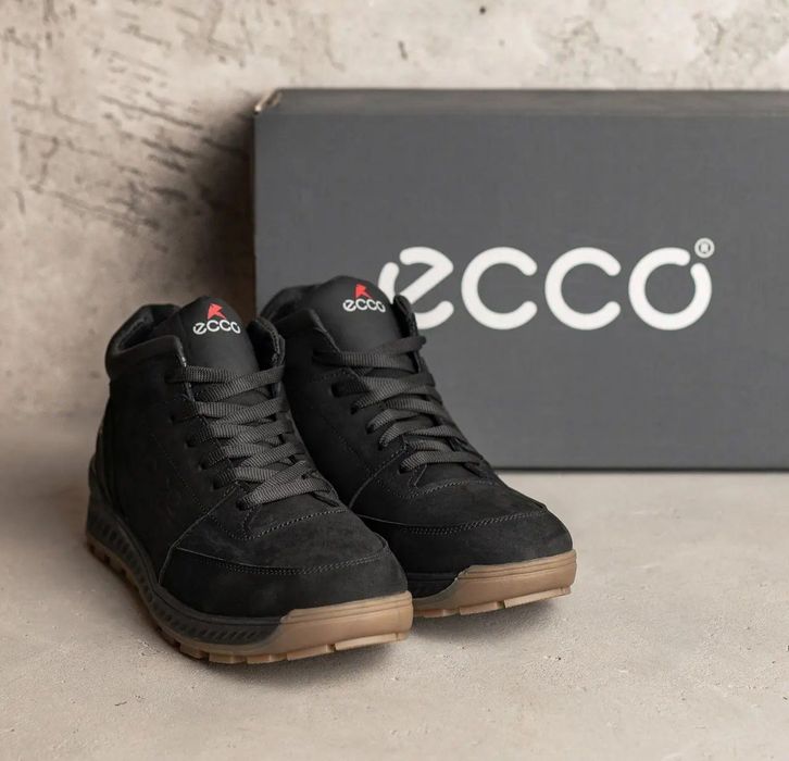 Чоловіче взуття Ecco Black Екко Шкіряне взуття Шкіряні кросівки Зимові