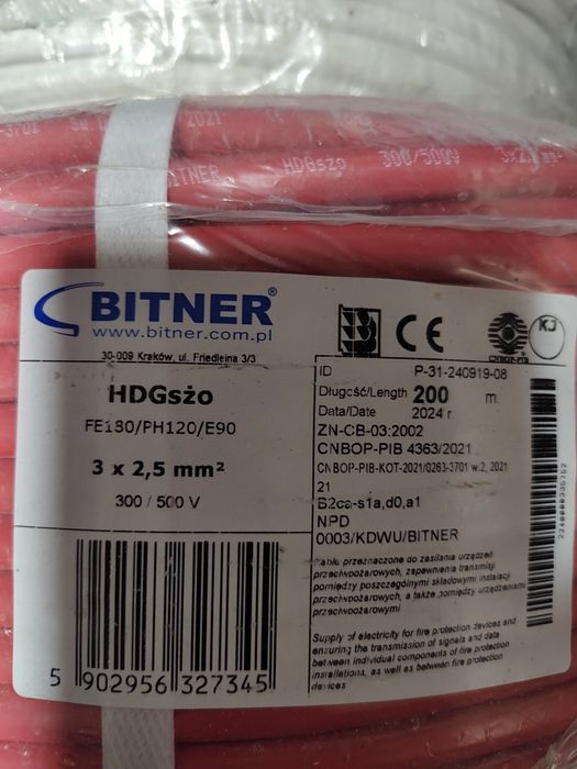 Przewódy elektryczne linki skrętki glosnikowy pożarowy