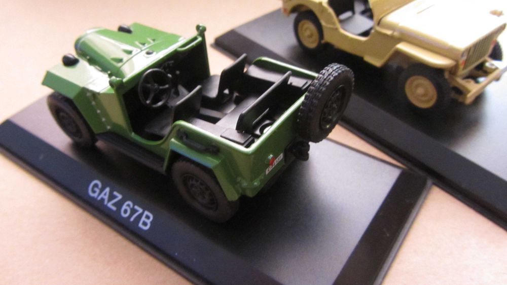 2 машинки  ГАЗ 67В Gaz67B, Jeep Villys MB.