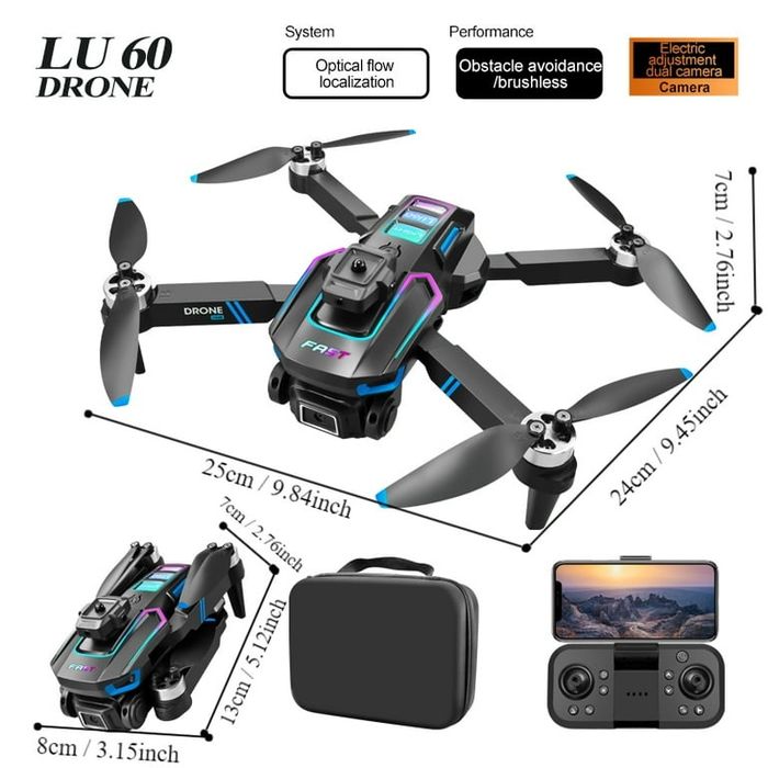 Drone  LU60 com câmaras duplas 4K, drone RC dobrável, brin