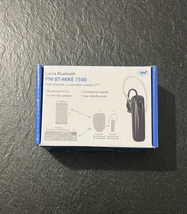 Zestaw słuchawkowy Bluetooth z PNI BT-MIKE 7500 z PTT czarny brak uchwytu