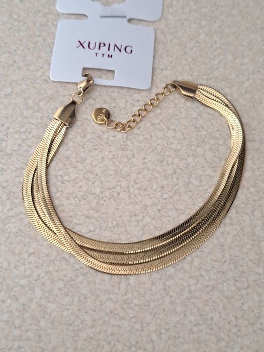 Piękna pozłacana bransoletka żmijka z sercem