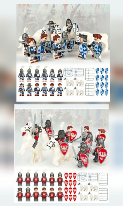 Klocki rycerze średniowieczni dwa zestawy kompatybilne z lego castle medival knights kingdoms klocki rycerze