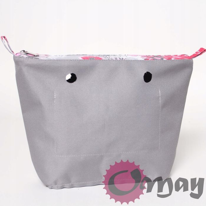 organizer OBAG MINI szary kwiaty różowe sangria 2 kieszenie OMAY.PL