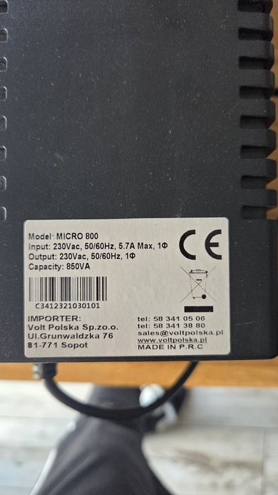 Ups zasilacz awaryjny volt polska micro 800 850va