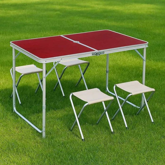 Стіл складний/розкладний + посилені стільці 4 шт в комплекті, дача,сад