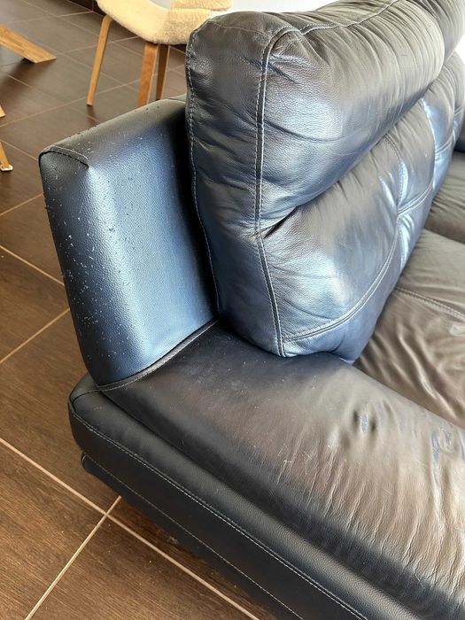 Black Leather Sofa – Good Condition