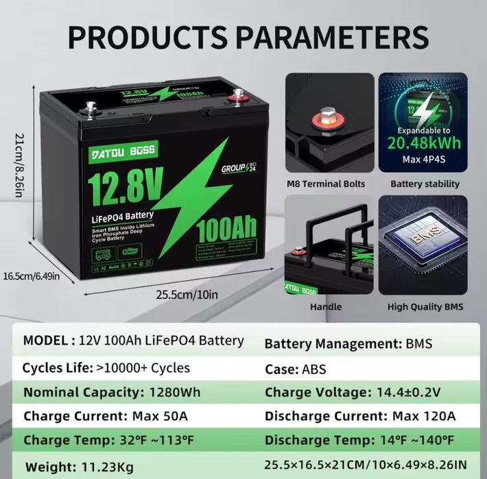 Акумулятор LiFePo4 Datou Boss 12V 100Ah