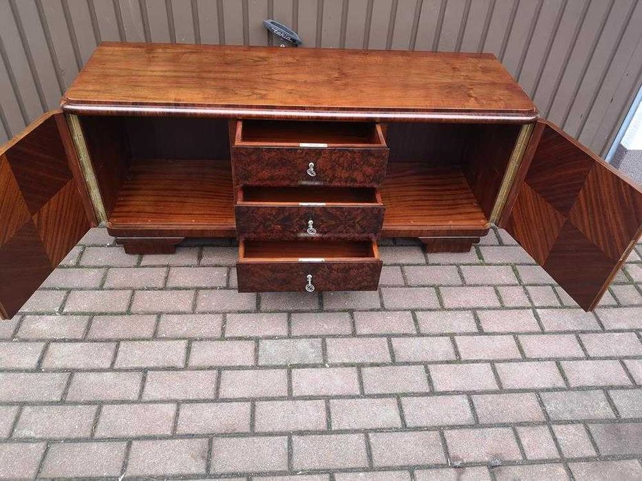 Komoda ART-DECO RTV Niska 134 Orzech Zgrabna Stara Antyk Po Renowacji.