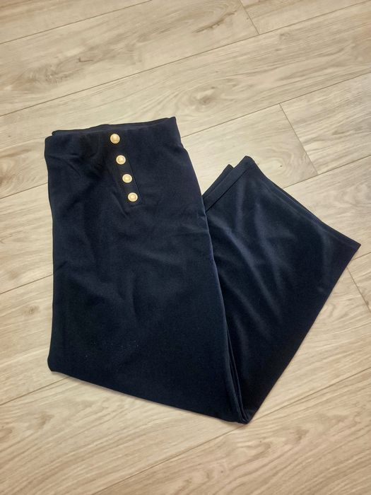 Granatowe szerokie spodnie dżersejowe plussize 56-58 H&M