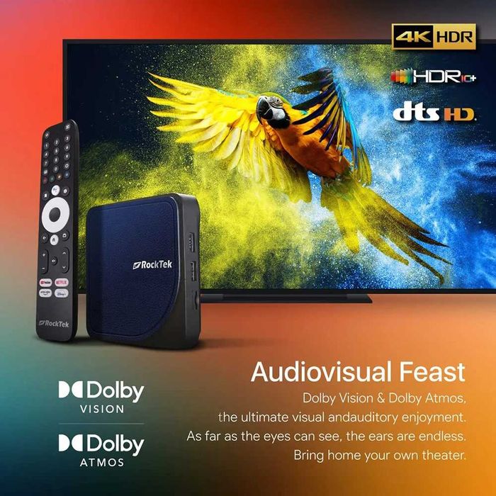 TV Box RockTek G2 4/32Gb, 4/64Gb Amlogic S905X4-K AndroidTV NETFLIX приставка