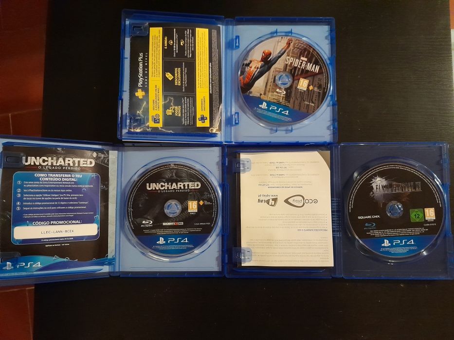 conjunto jogos ps4 (homem aranha, uncharted e final fantasy)