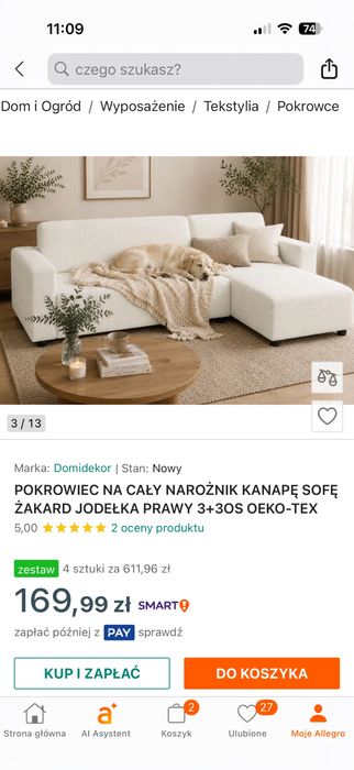 Pokrowiec na kanapę narożną