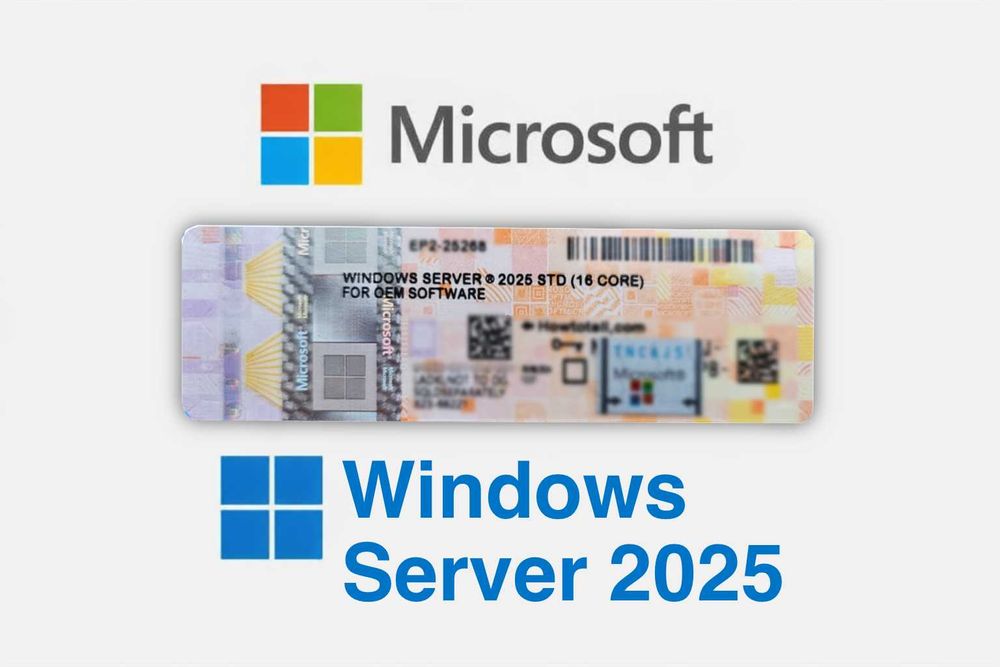Windows Server 2025 16 Core Naklejka COA Klucz Nowa, Faktura