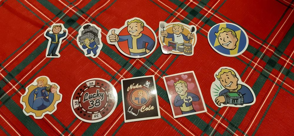 10 szt. naklejek z gry fallout retro dla kolekcjonerów