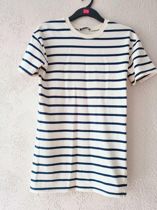 Sukienka Zara, w granatowo - białe pasy, S/M