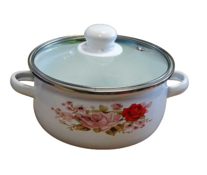 GARNKI EMALIOWANE zestaw 3 sztuki garnek emaliowany śr 12 14 16cm