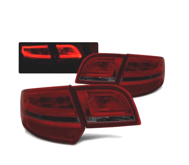 FAROLINS TRASEIROS LED PARA AUDI A3 8P SPORTBACK 04-08 LED BAR" RED SMOKED VERMELHO FUMADO ESCURECIDO