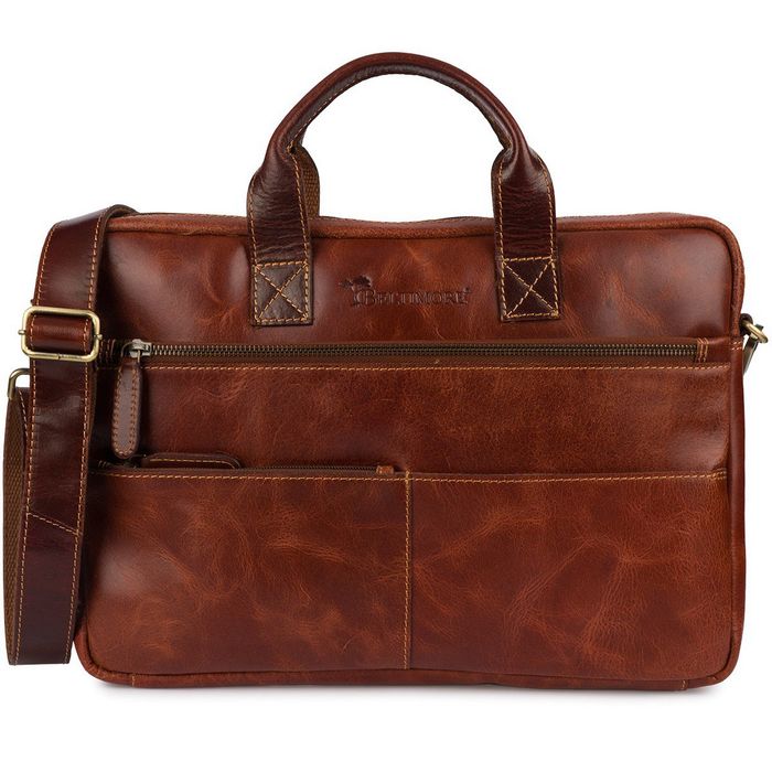BELTIMORE torba skórzana teczka A4 na laptopa z paskiem V701 brązowa