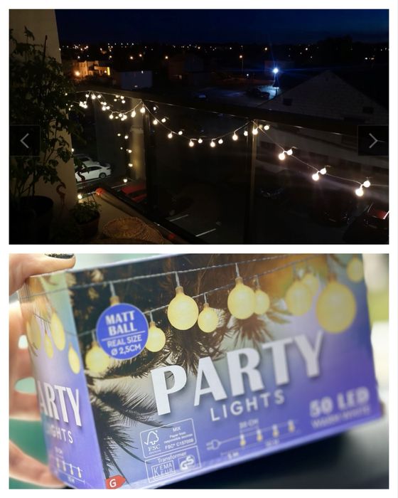 Lampki sieciowe na taras balkon 50 LED 15m kulki oświetlenie