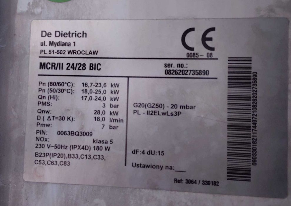 Kocioł De Dietrich MCR/II 24/28 BIC – serwisowany, po wymianie kluczowych podzespołów