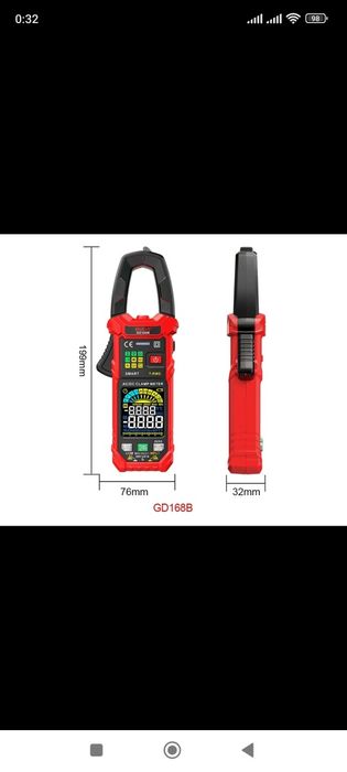 GVDA 168B токовые клещи мультиметр AC/DC True rms 6000отс.