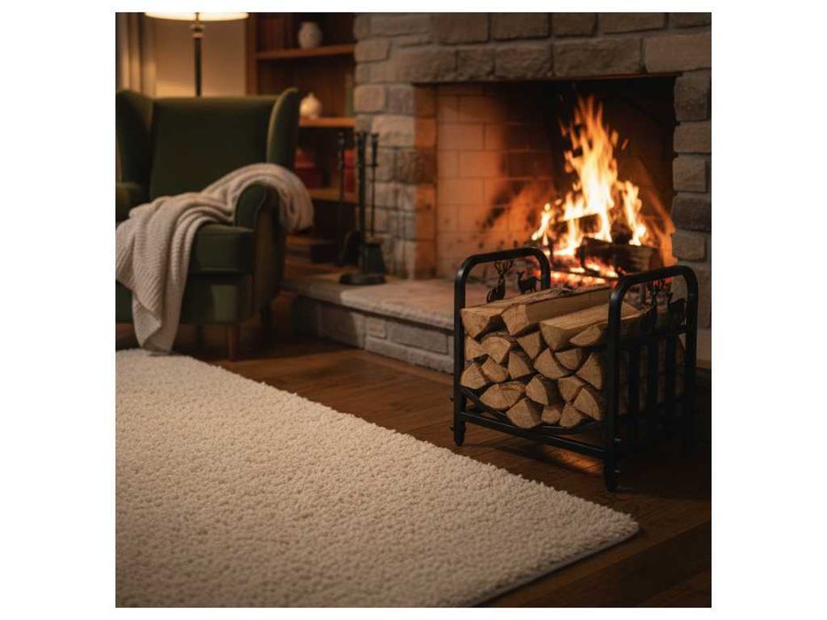 Kosz Na Drewno Kominka Kominkowe Stojak Metalowy Pojemnik Jeleni