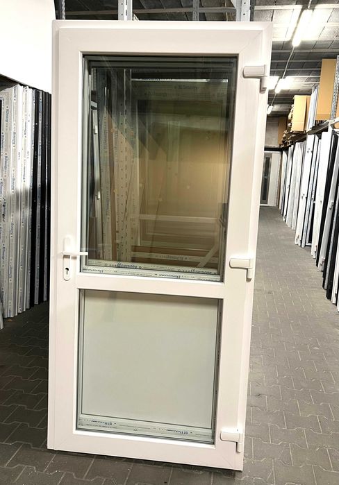 Drzwi zewnętrzne PCV 105x210 białe RÓŻNE ROZMIARY OD RĘKI transport