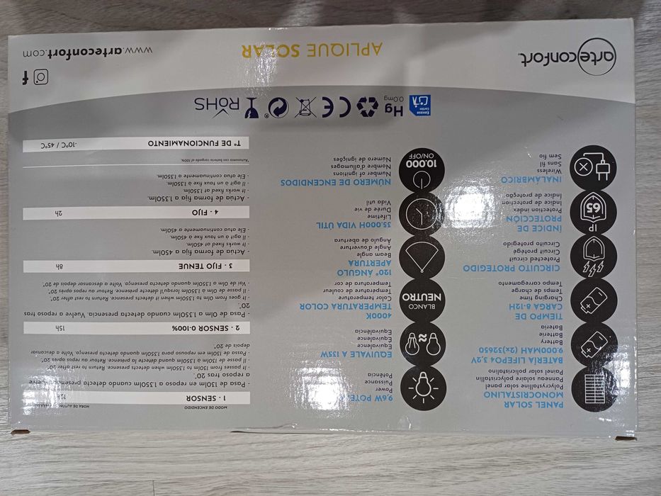 Aplique Solar Nizar Arte Confort  Novo