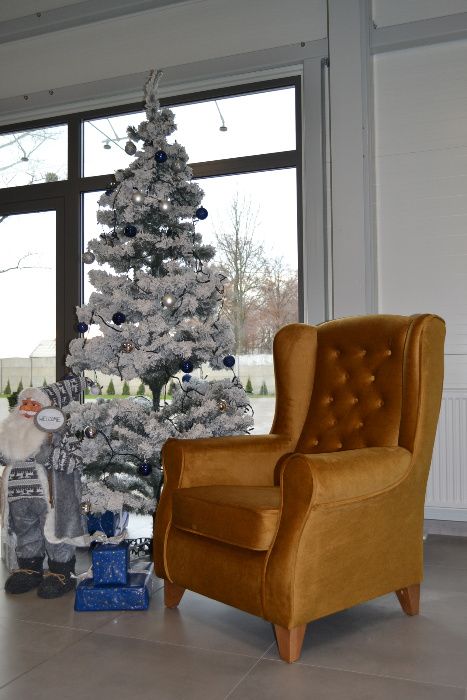 Fotel Uszak, styl glamour,plusz,butelkowa zieleń, producent