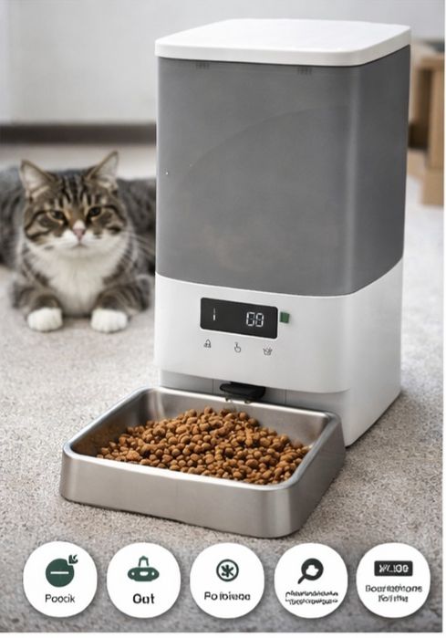 Автоматична годівниця для котів і собак FUKUMARU 5L, програмована