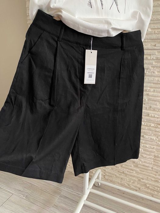 Lemonada 100 % len   nowe lniane bermudy black - czarne